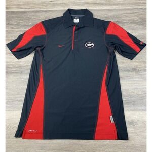 Georgia Bulldogs Polo‎ Shirt Men S Red Black Nike Dri Fit Performance Dawgs